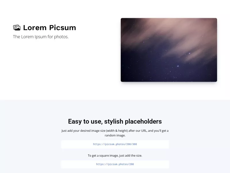 Lorem Picsum 网站预览图