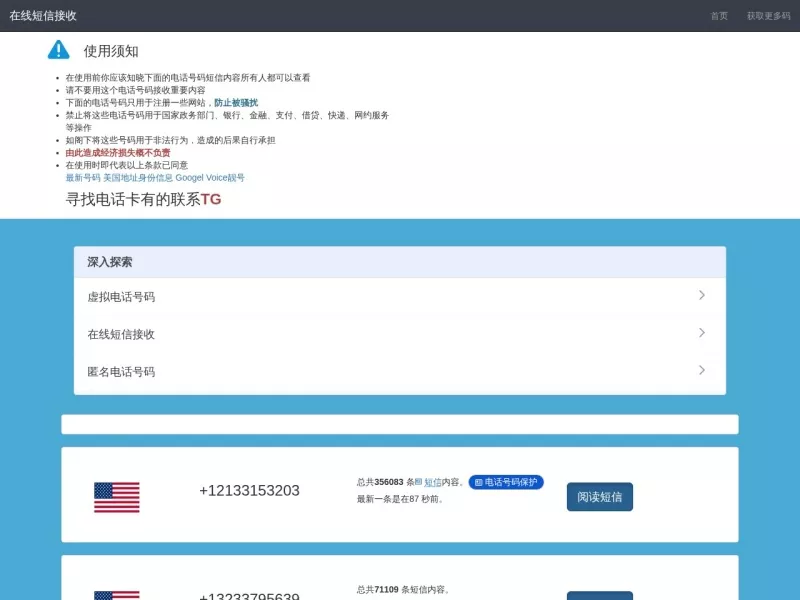免费接码平台 网站预览图