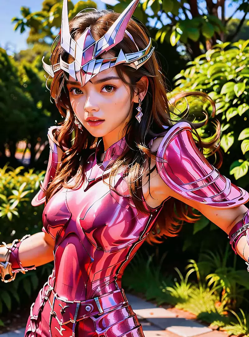 让AI表现出《圣斗士少女队》的感觉，这乳量大到圣衣都快要包不住了啦(笑)