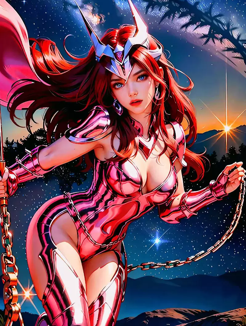 让AI表现出《圣斗士少女队》的感觉，这乳量大到圣衣都快要包不住了啦(笑)