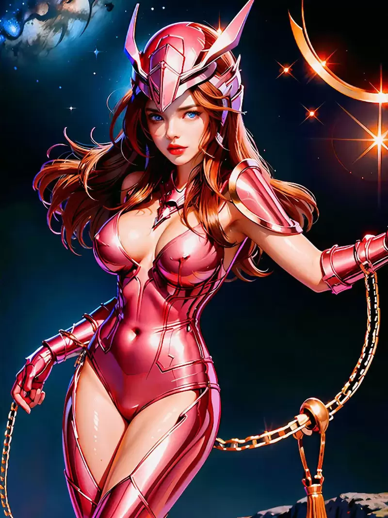 让AI表现出《圣斗士少女队》的感觉，这乳量大到圣衣都快要包不住了啦(笑)