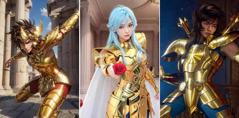 让AI表现出《黄金圣斗士真人版》的感觉如果要再拍电影版「圣斗士星矢」的话使用原设计或许也不错啦
