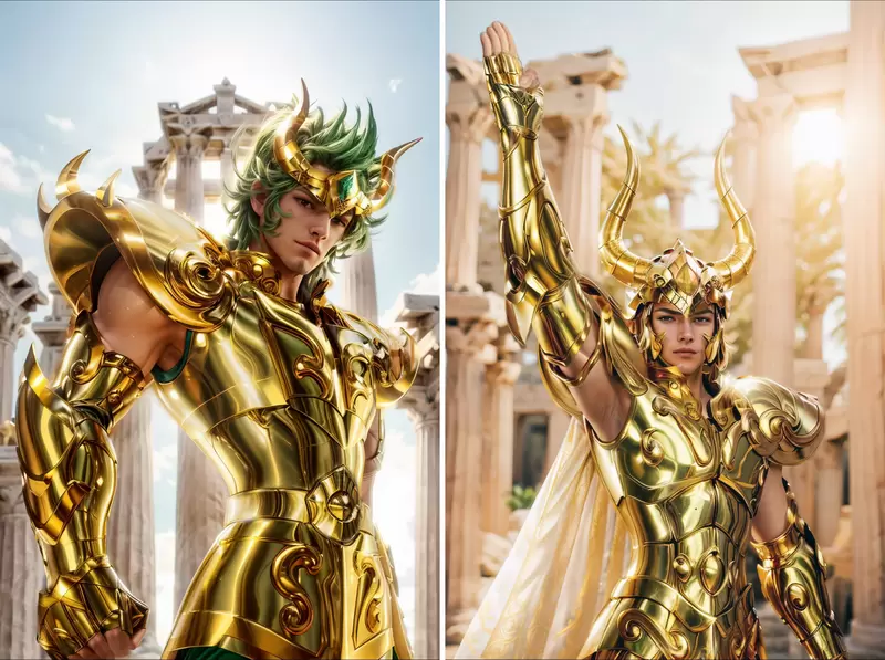 让AI表现出《黄金圣斗士真人版》的感觉如果要再拍电影版「圣斗士星矢」的话使用原设计或许也不错啦