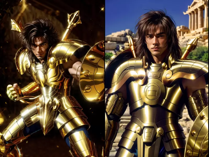 让AI表现出《黄金圣斗士真人版》的感觉如果要再拍电影版「圣斗士星矢」的话使用原设计或许也不错啦