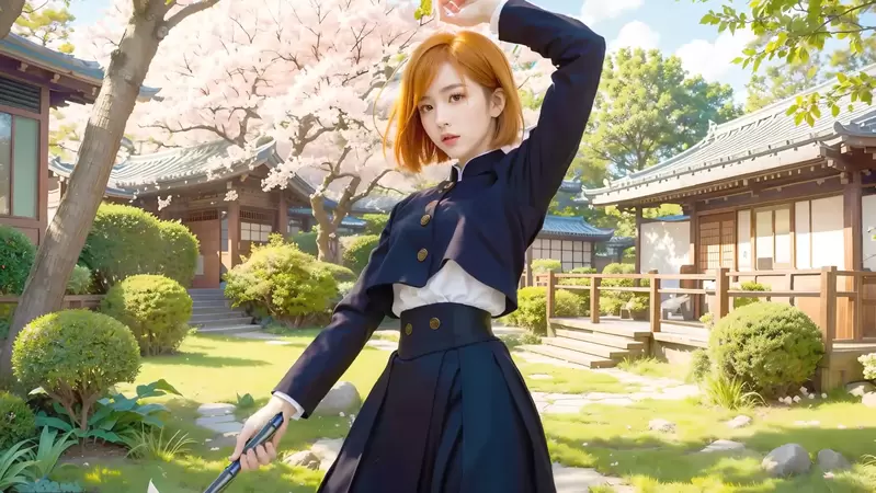 让AI表现出《咒术回战真人版》的感觉，如果有这样的钉姐那我直接给100分
