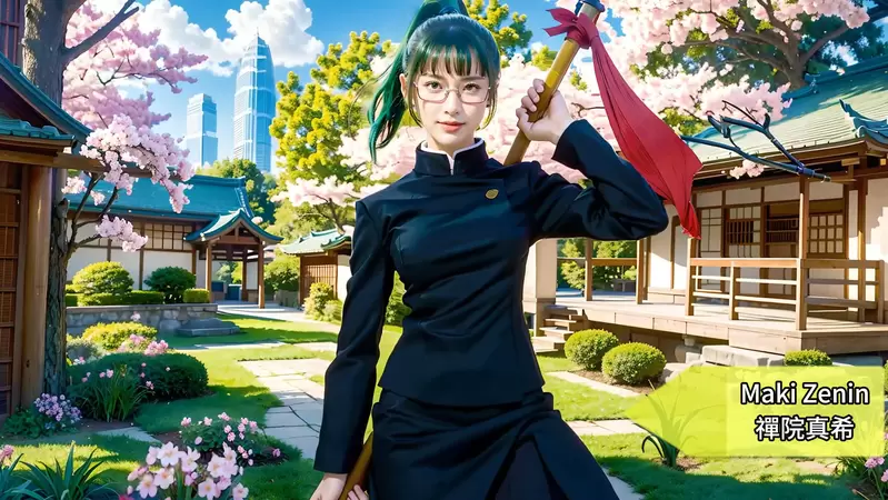 让AI表现出《咒术回战真人版》的感觉，如果有这样的钉姐那我直接给100分