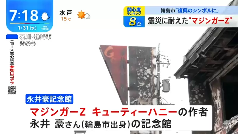 《无敌铁金刚是灾区重建的象征》永井豪纪念馆保住９成收藏品灾民将心灵寄托于它