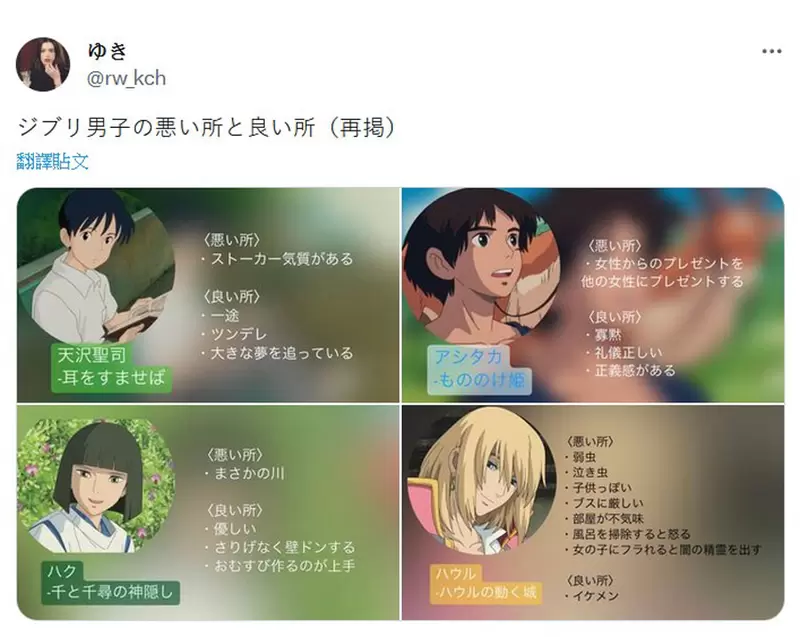 网友分享《吉卜力男子的优缺点》也许这就是二次元的美好，因为三次元找不到这样的好男人？