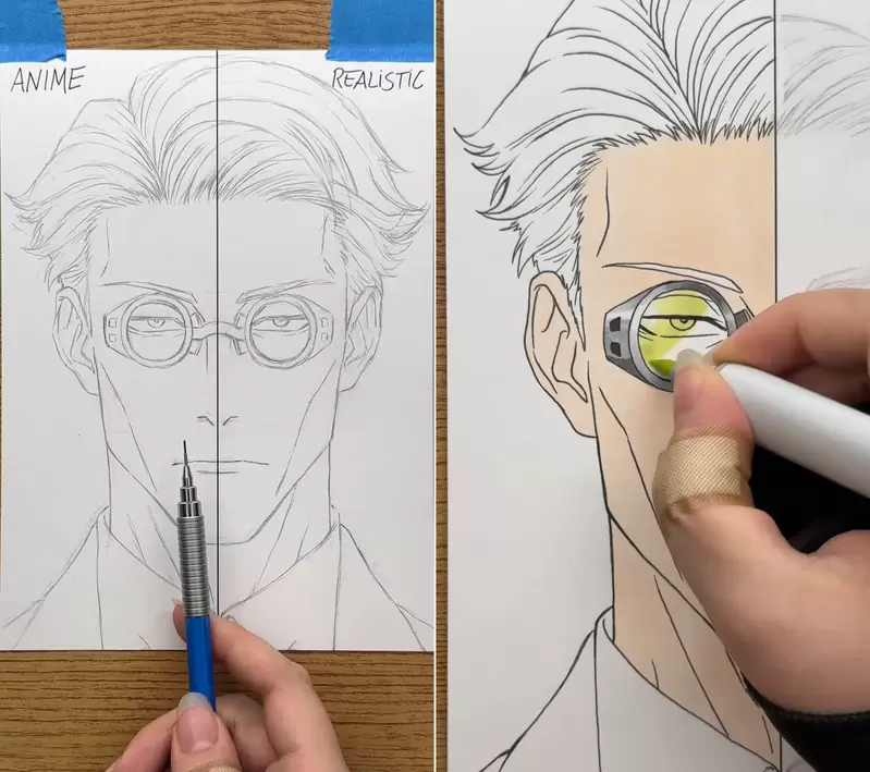 二次元VS三次元《咒术回战七海建人》一个画面切换动漫画风跟写实画风两种风格