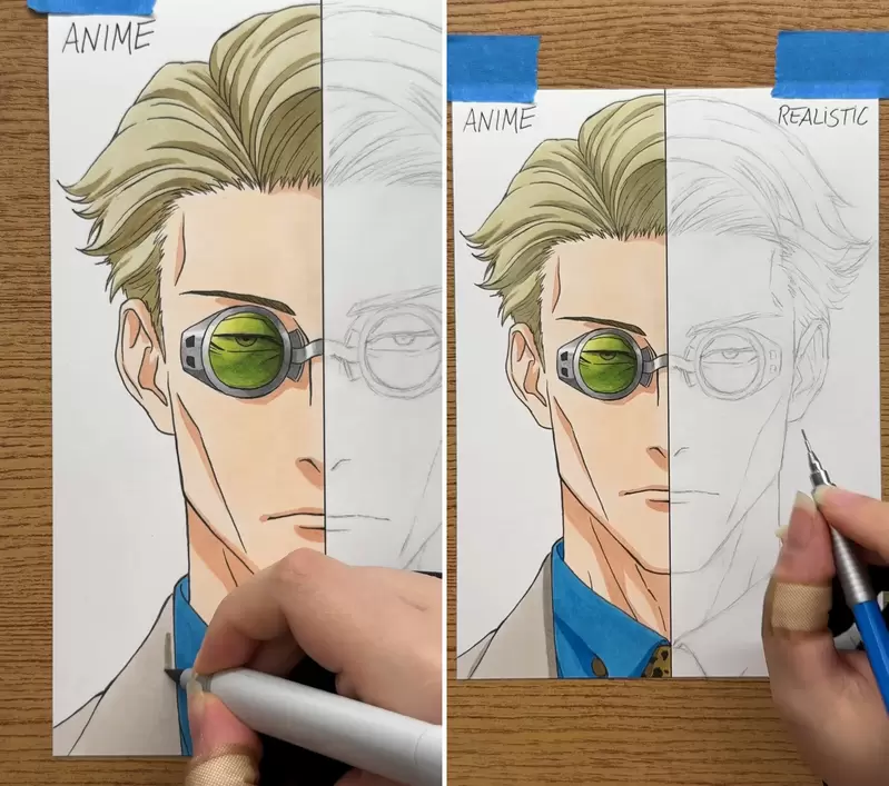 二次元VS三次元《咒术回战七海建人》一个画面切换动漫画风跟写实画风两种风格