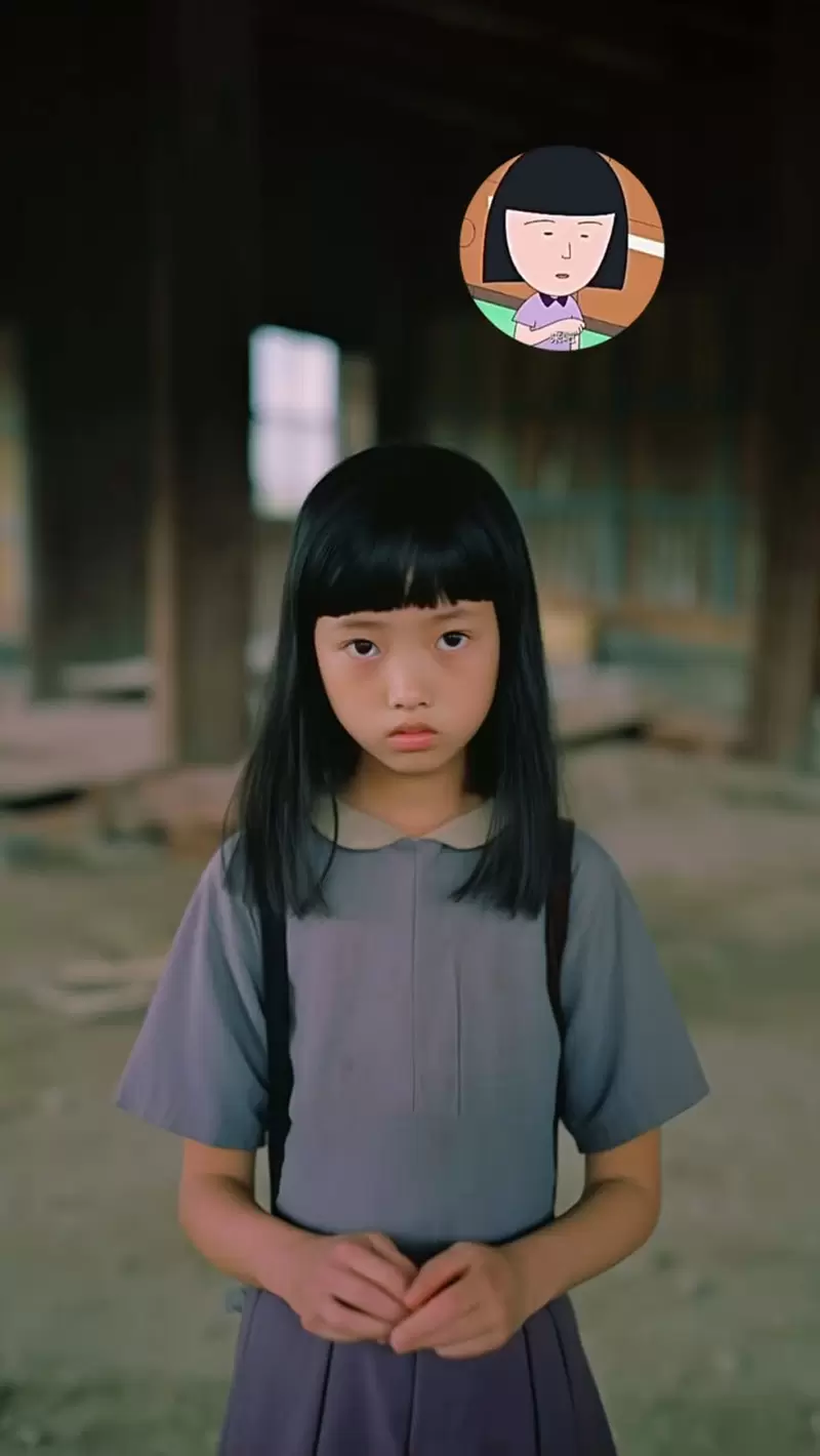让AI表现出《樱桃小丸子真人版》的感觉，觉得樱桃家全员的样子蛮不错的耶