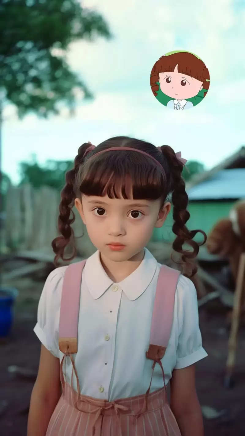 让AI表现出《樱桃小丸子真人版》的感觉，觉得樱桃家全员的样子蛮不错的耶