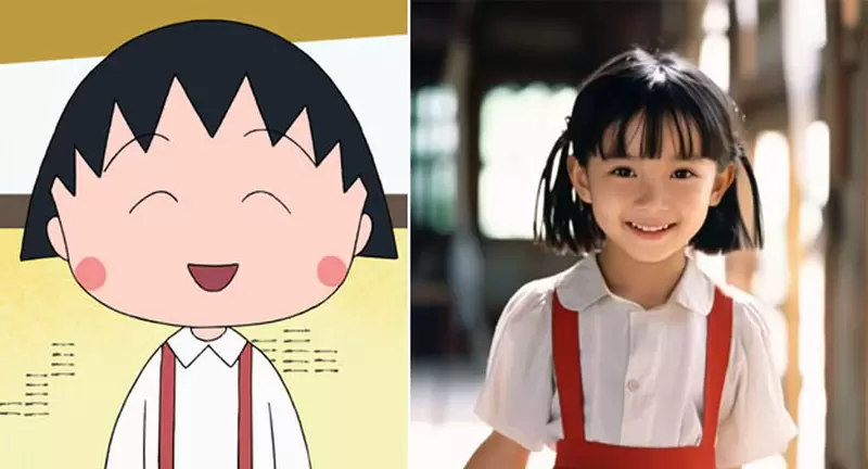 让AI表现出《樱桃小丸子真人版》的感觉，觉得樱桃家全员的样子蛮不错的耶