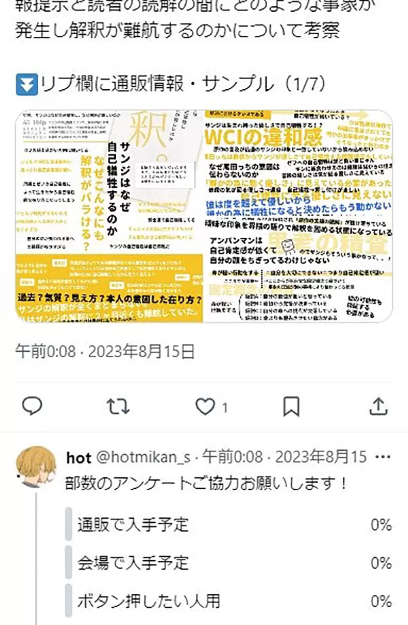 《出海贼王同人志惨赔13万》相信网络投票印了破百本当初说要买的网友都跑哪去了？