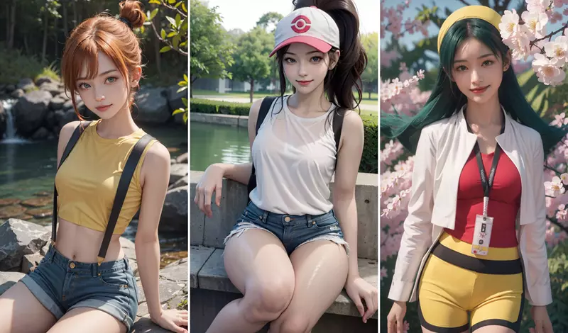 让AI表现出《精灵宝可梦角色真人化》的感觉除了男的，女的我可以通通打包吗？
