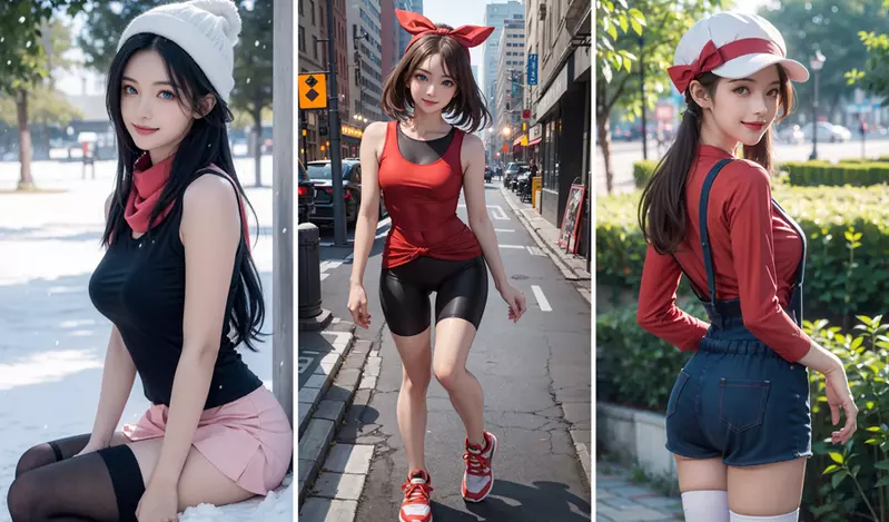 让AI表现出《精灵宝可梦角色真人化》的感觉除了男的，女的我可以通通打包吗？