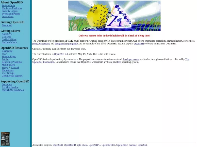 OpenBSD 网站预览截图