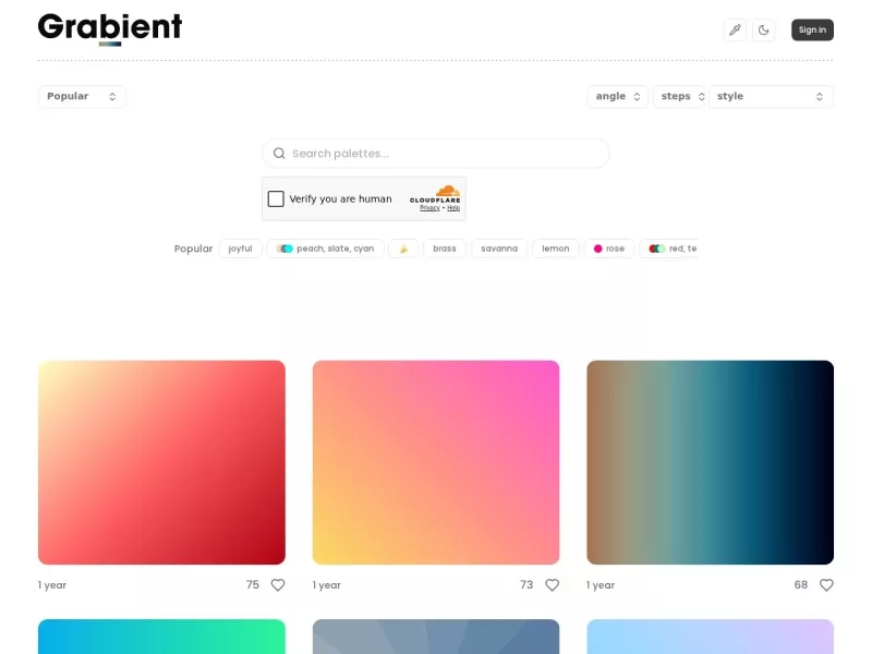 Grabient 网站预览截图