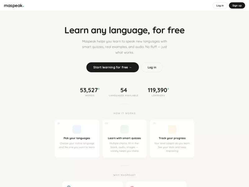 Maspeak 网站预览截图