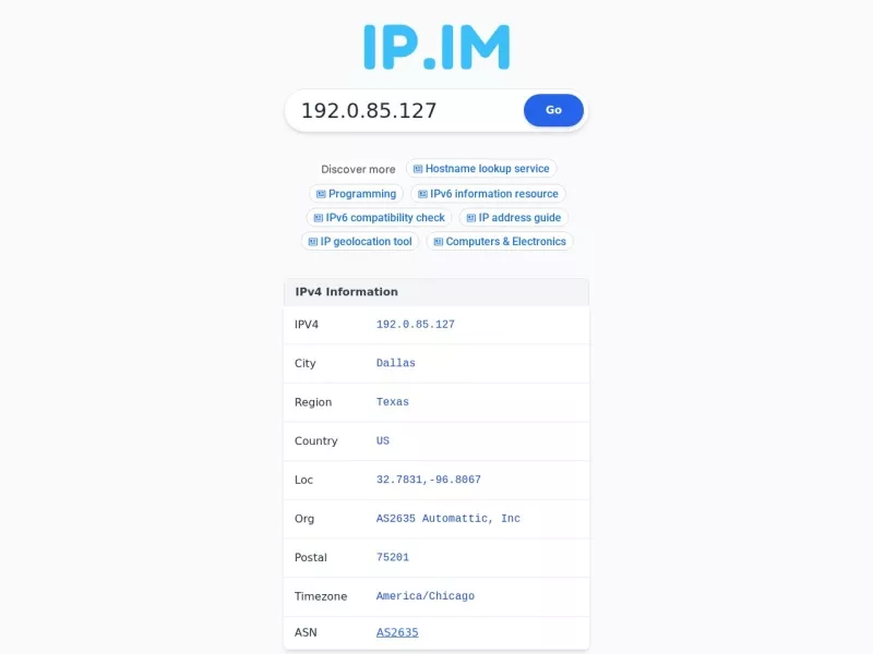IP.IM 网站预览截图