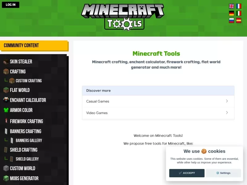 Minecraft Tools 网站预览截图