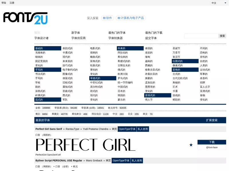 fonts2u 网站预览截图