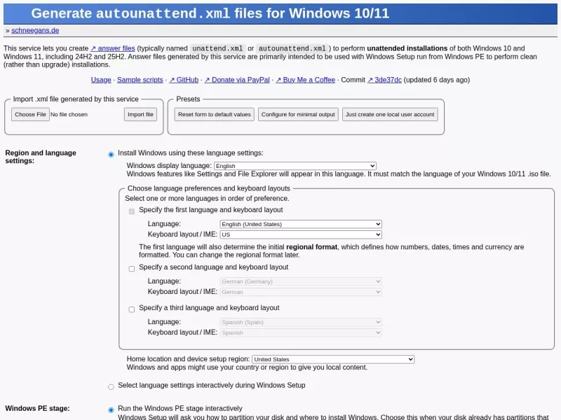 Windows安装应答文件制作 网站预览截图