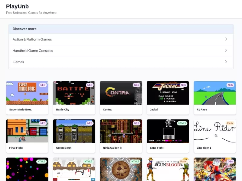 PlayUnb 网站预览截图
