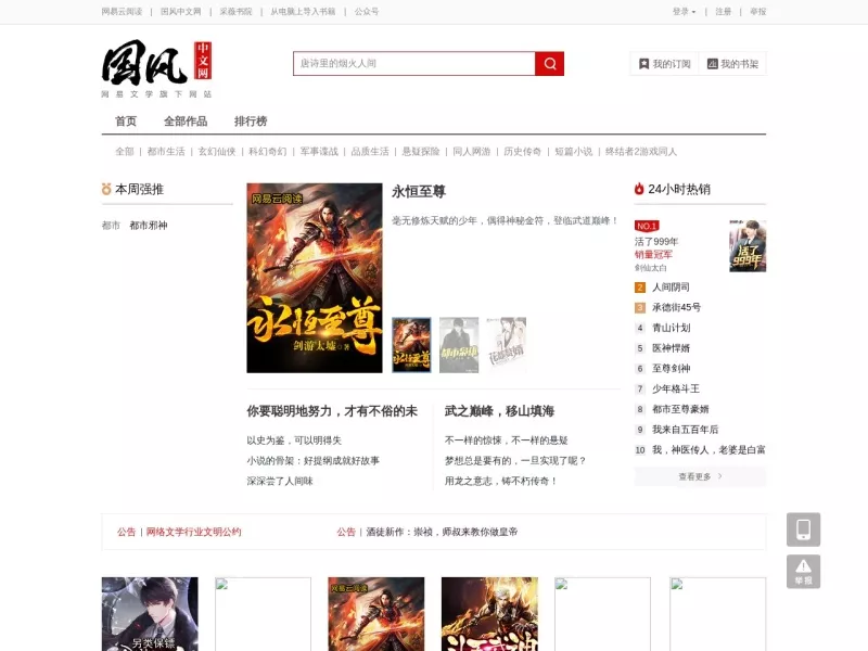 国风中文网 网站预览截图