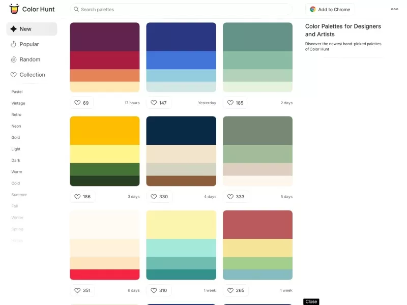 Color Hunt 网站预览截图