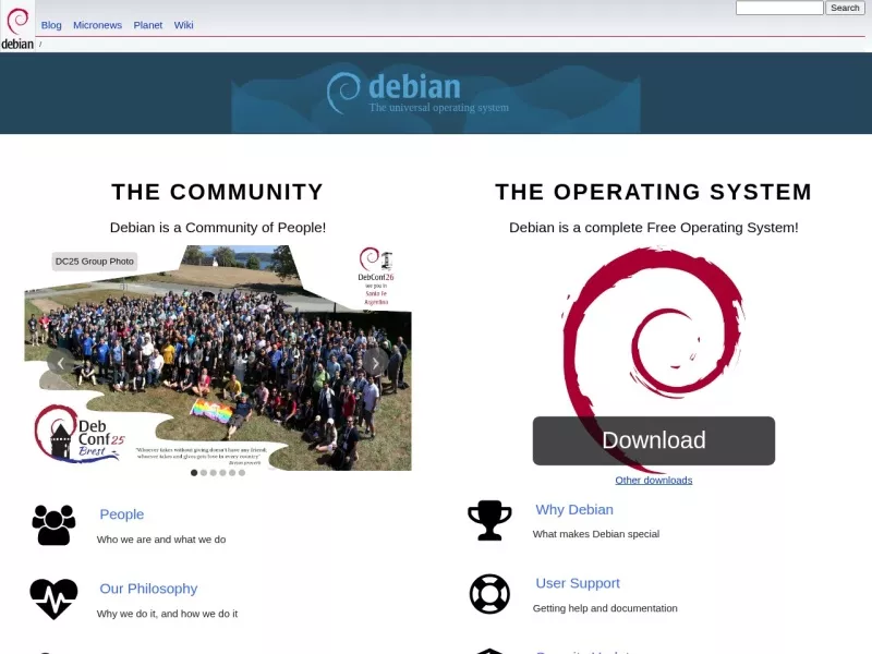 Debian 网站预览截图