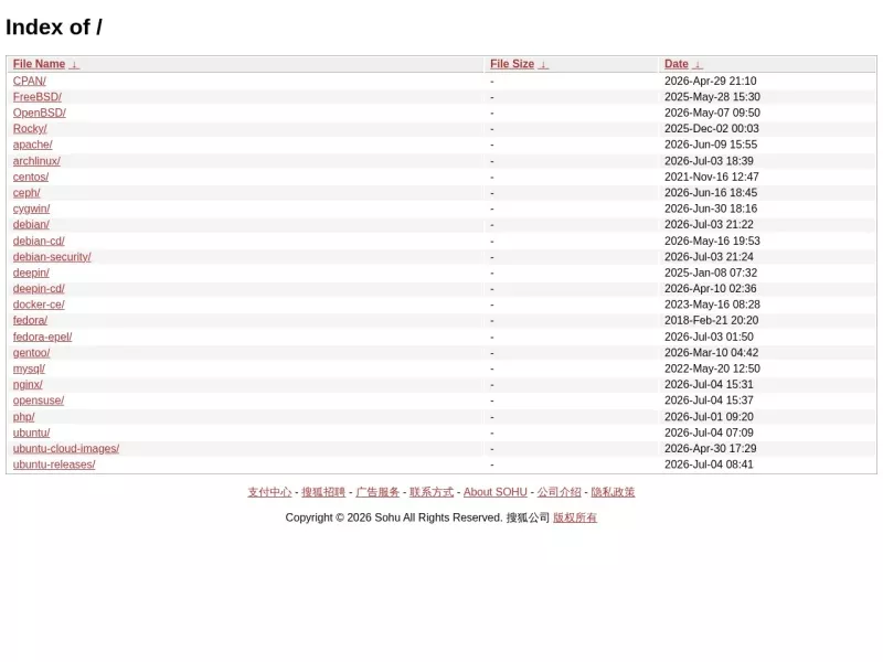 搜狐镜像下载 网站预览截图