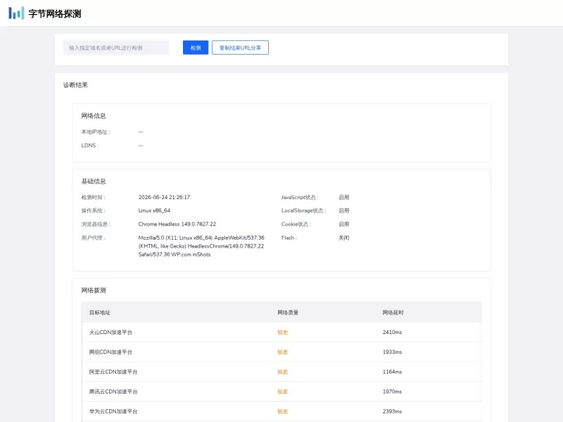 字节跳动网络诊断工具 网站预览截图