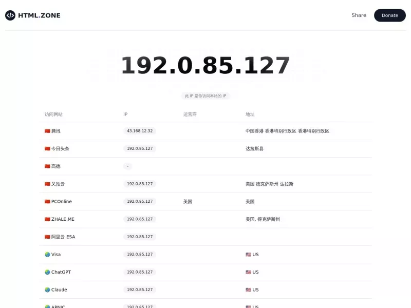 本机IP查询 网站预览截图