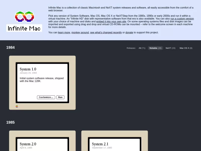 Infinite Mac 网站预览截图