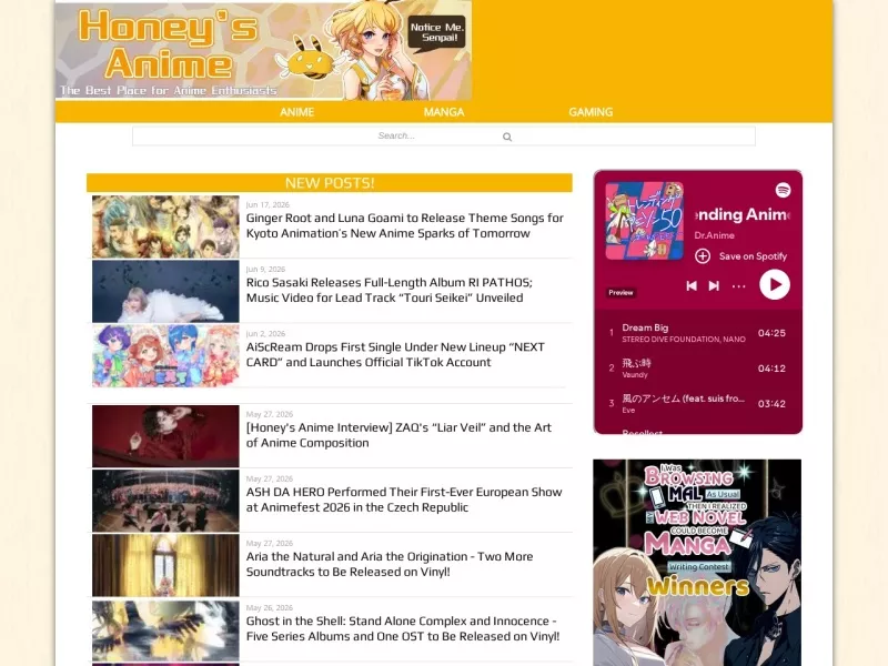 Honey’s Anime 网站预览截图