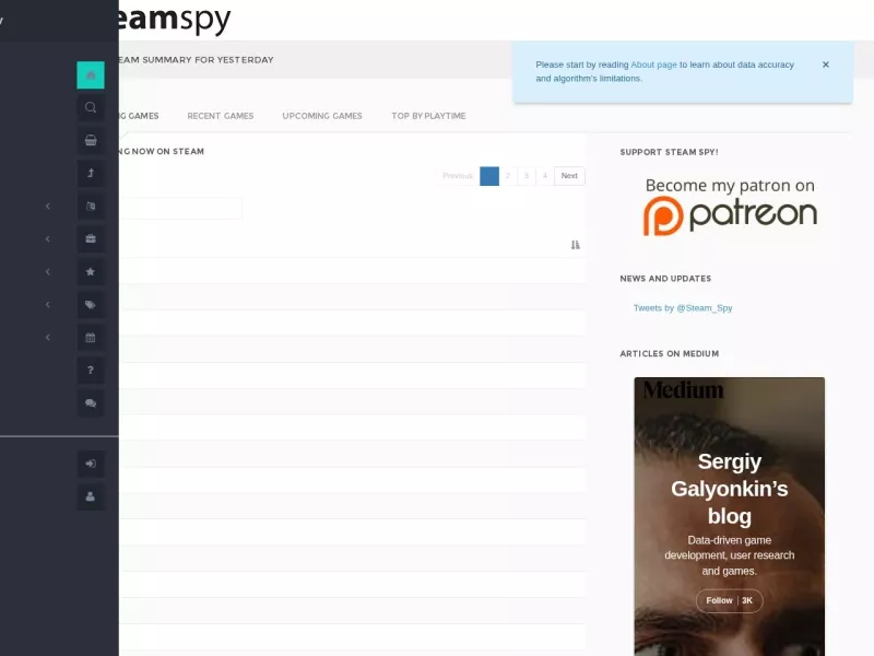 SteamSpy 网站预览截图