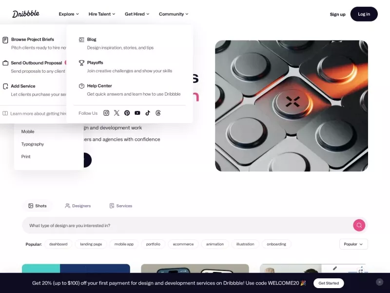 Dribbble 网站预览截图
