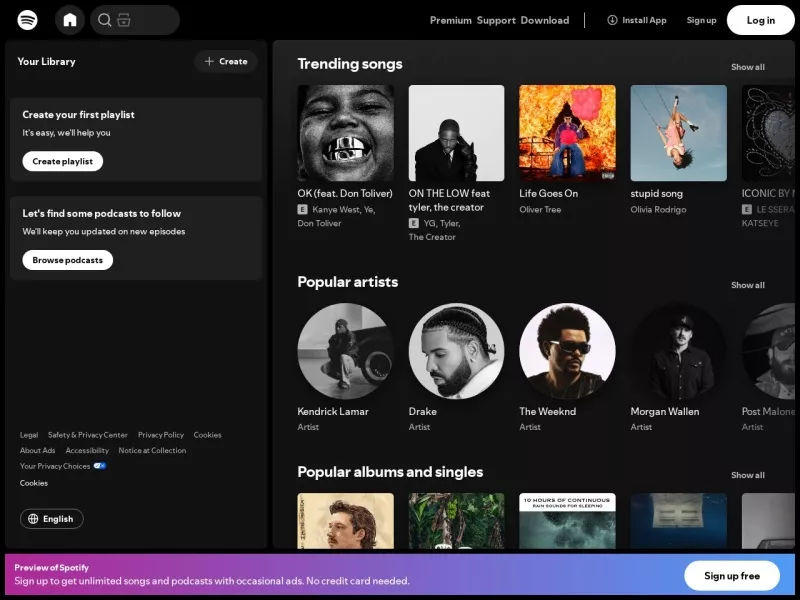 Spotify 网站预览截图