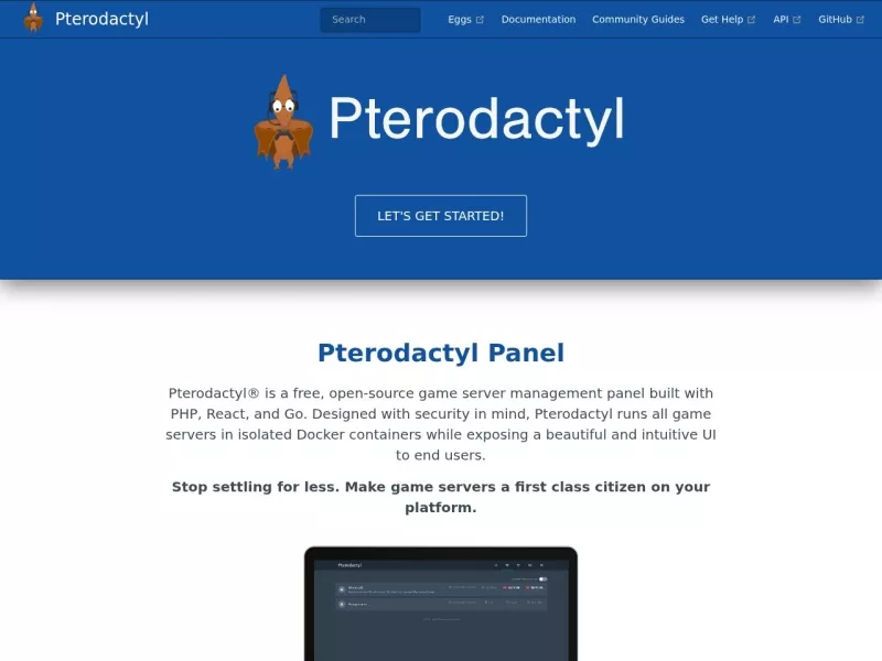 Pterodactyl Panel 网站预览截图