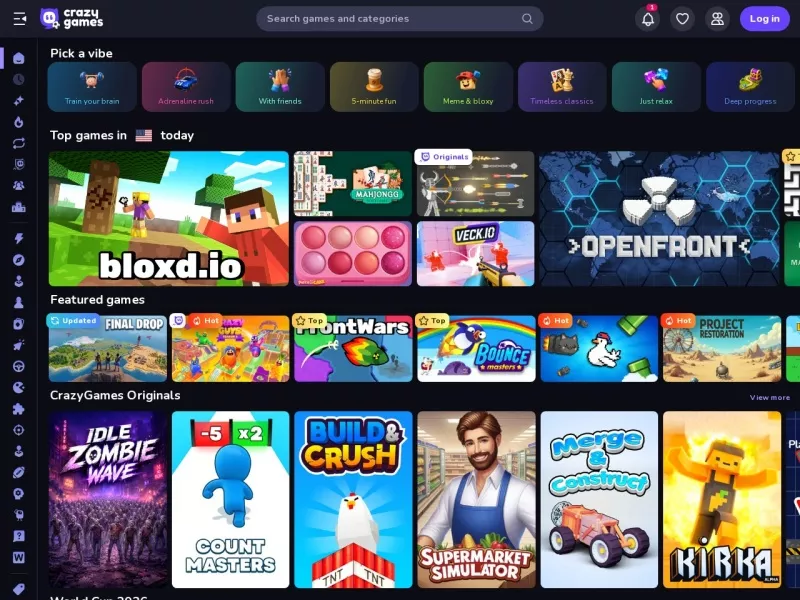 CrazyGames 网站预览截图
