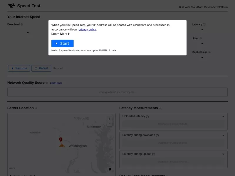 Cloudflare Speed Test 网站预览截图