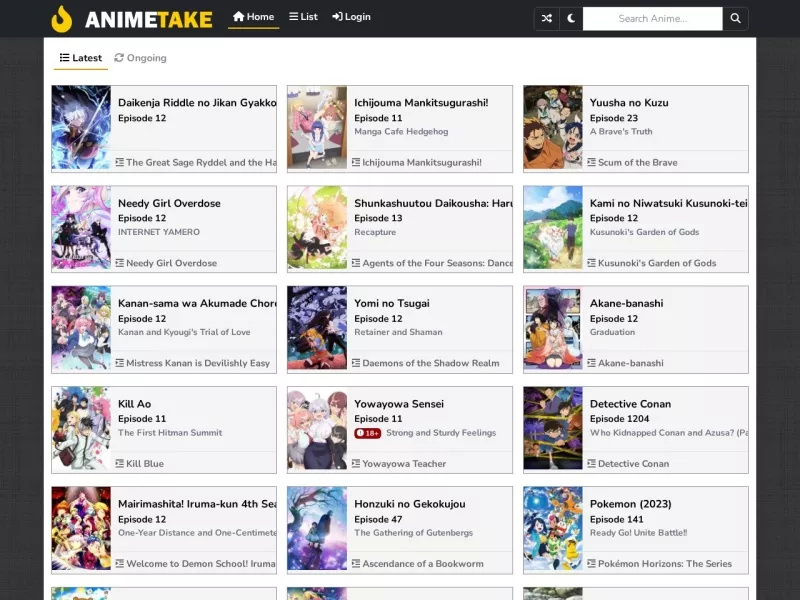 Animetake 网站预览截图