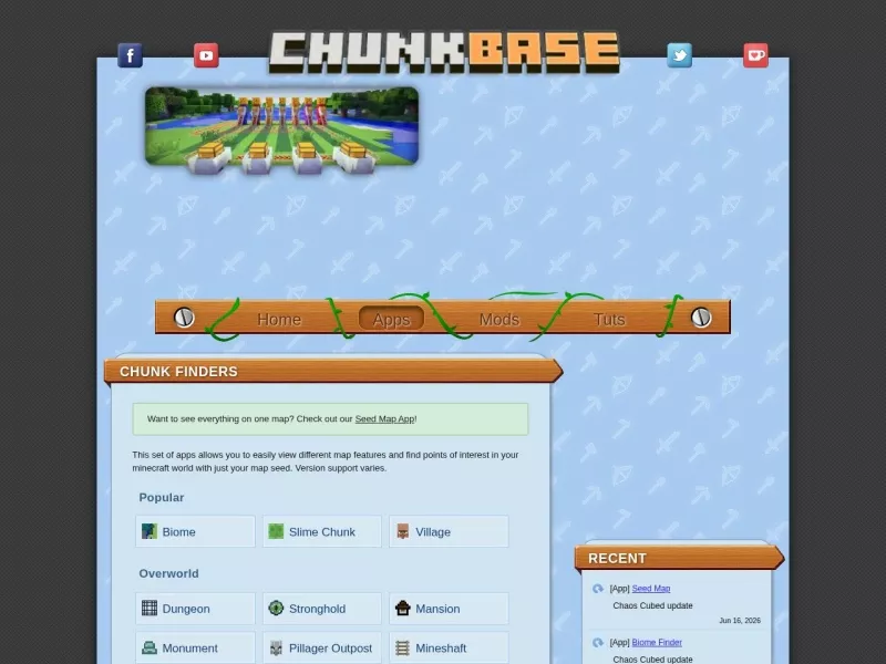 ChunkBase 网站预览截图