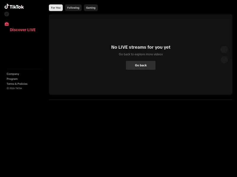 TikTok LIVE 网站预览截图
