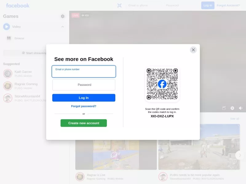 Facebook Gaming 网站预览截图