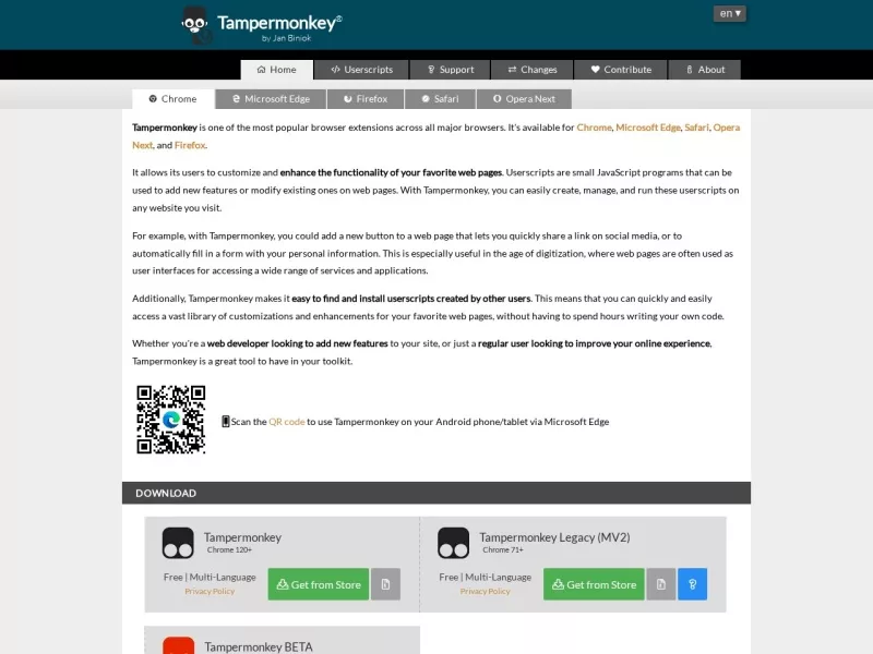 TamperMonkey 网站预览截图