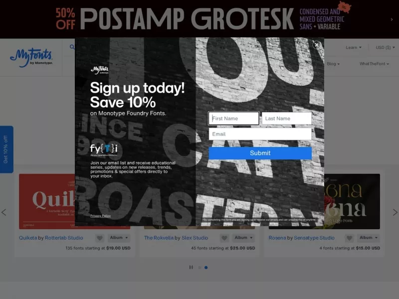 MyFonts 网站预览截图