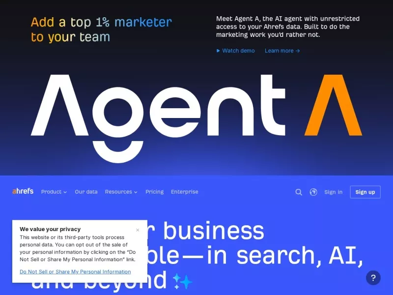 Ahrefs 网站预览截图