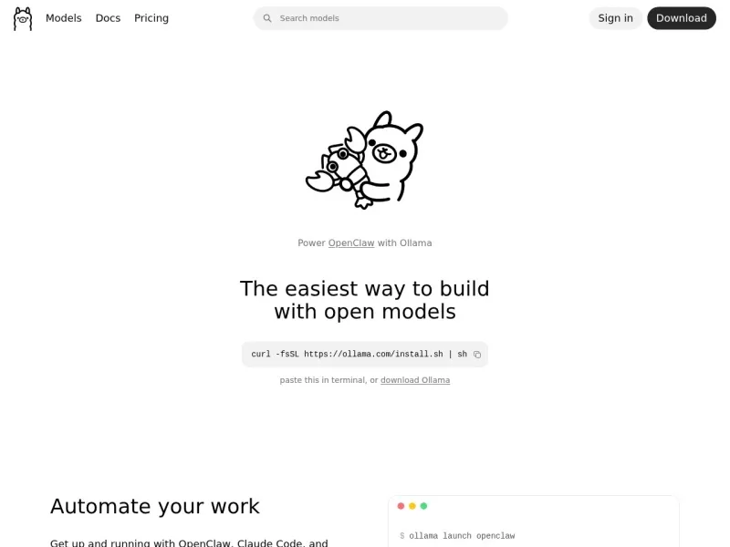 Ollama 网站预览截图